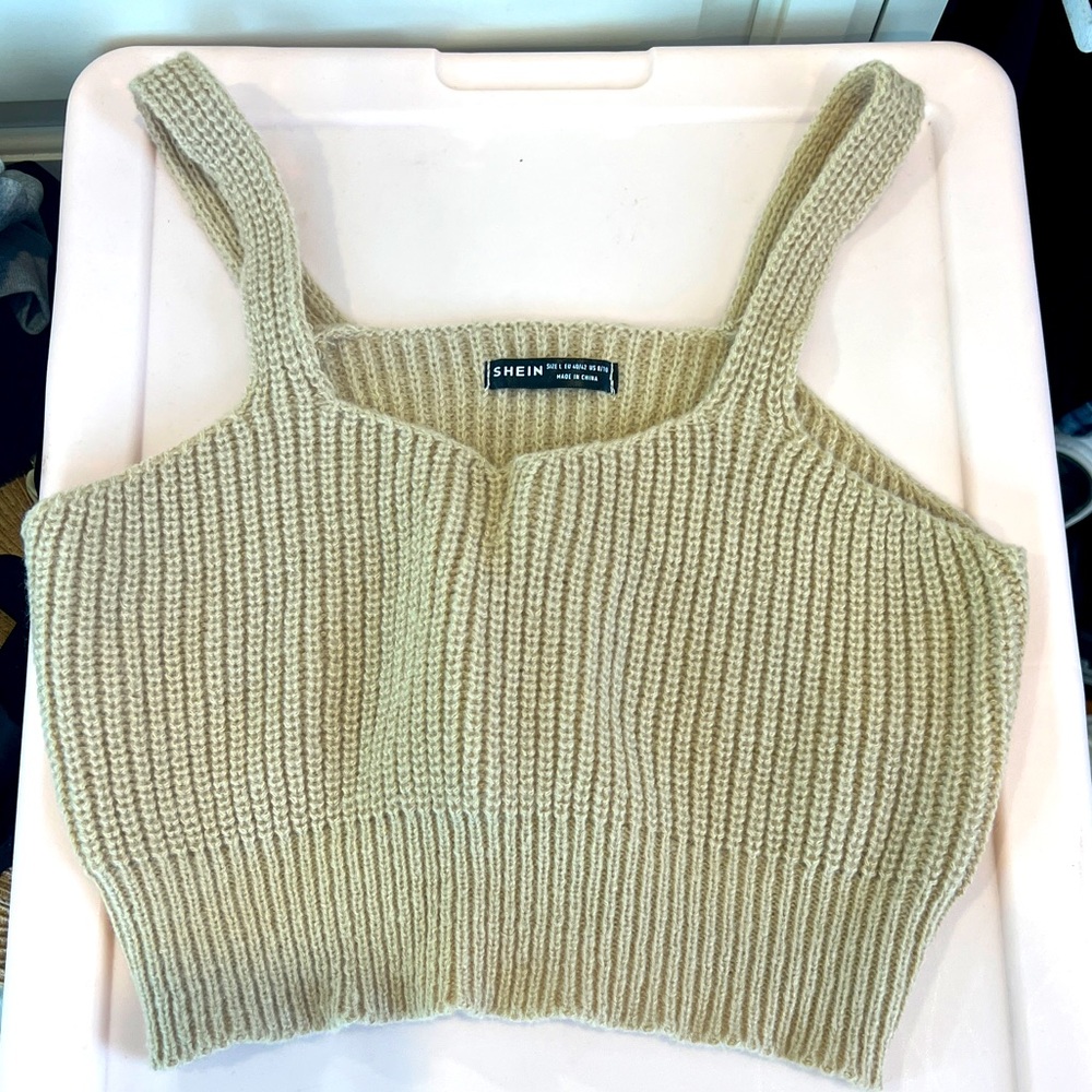 Shein Taupe Knitted Crop Top US L